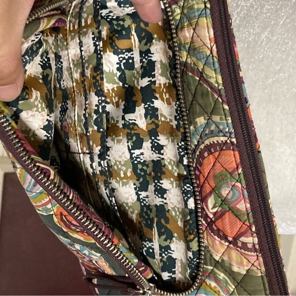 Vera Bradley Green Multicolor Quilted Handbag Bag Crossbody Purse Paisley Floral - Picture 10 of 10